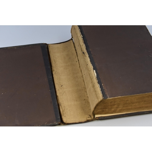 474 - An Antique Brown's Self Interpreting Family Bible, Brass and Leather Bound With Colour Plates. AF