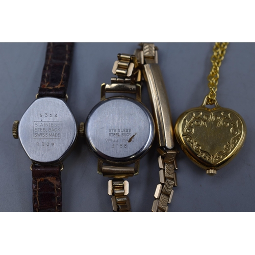 229 - Three Ladies Watches including two Mechanical (Paul Jobin / Smiths) and a Quartz Pendant Watch (All ... 