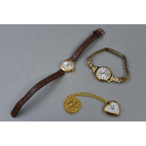 Three Ladies Watches including two Mechanical (Paul Jobin / Smiths) and a Quartz Pendant Watch (All Working)