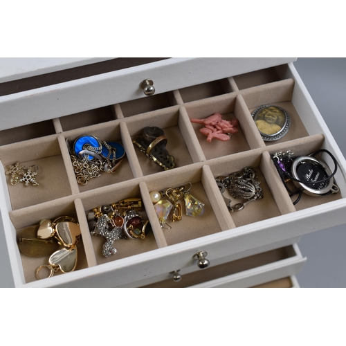 486 - Large White 10 Drawer Jewellery Box with Contents (16