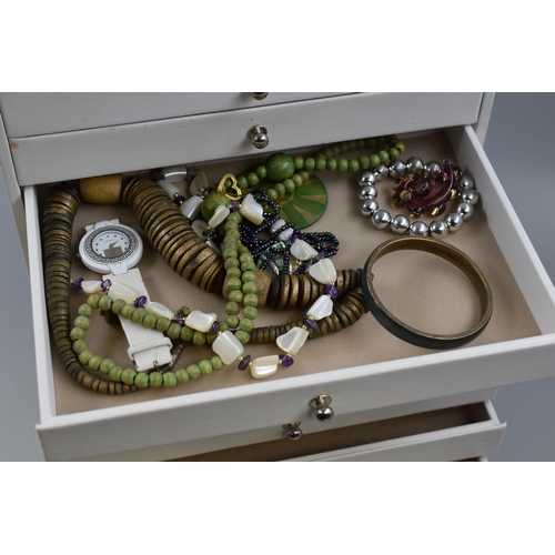 486 - Large White 10 Drawer Jewellery Box with Contents (16