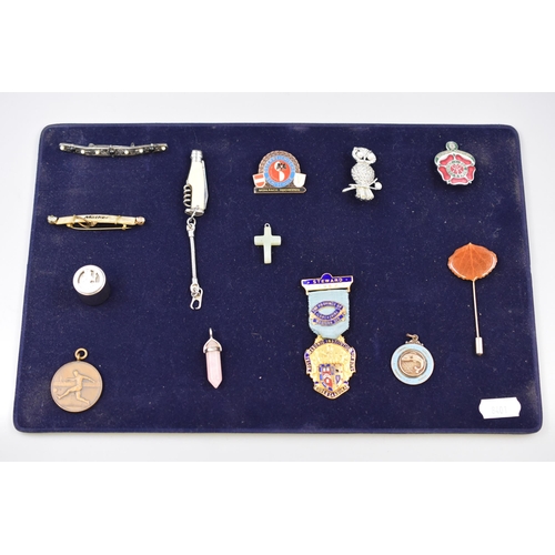 241 - Mixed Selection of Pendants, Brooches, Medal, Pen Knife and More