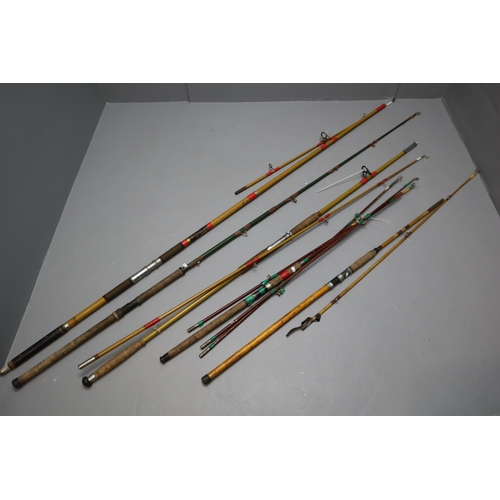 680 - A Selection of Vintage Fishing Rods To Include Combination Rod, Beach Casters, And More