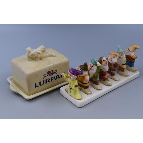 259 - A Vintage Walt Disney Snow White and The Seven Dwarves Toast Rack, With Lurpak Butter Dish