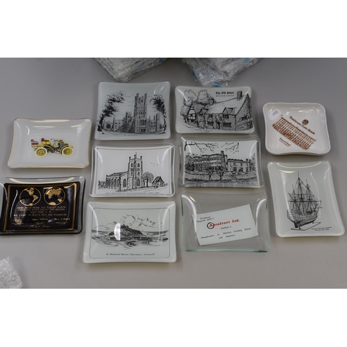 261 - Approx 38 Glass Pin Dishes including Ships, Churches, Landmarks and More