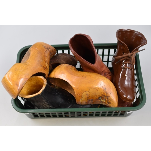 264 - Selection of Decorative Shoes includes Clogs, Leather and other