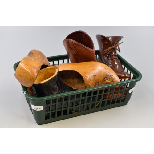 264 - Selection of Decorative Shoes includes Clogs, Leather and other