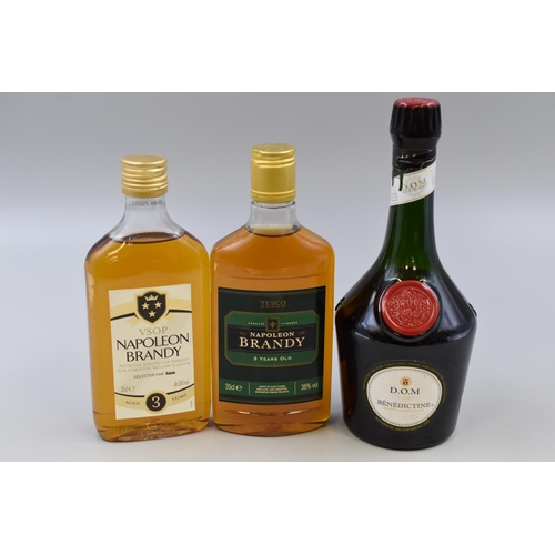 267 - Two Sealed 35cl Bottles of Napoleon Brandy and a Sealed 50cl Bottle of Benedictine