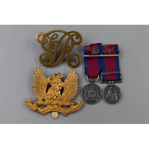 271 - Selection of 3 Military Badges including Ayrshire Yeomanry, Waterloo Miniatures, and Army Pay Core