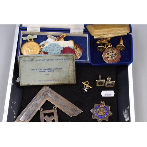 285 - A Selection of Masonic Medals and Accessories To Include Hallmarked Spencer & Co Birmingham Silv... 