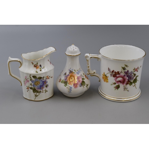 289 - Three Pieces of Royal Crown Derby Posies Including Pepper Pot, Mug and Jug