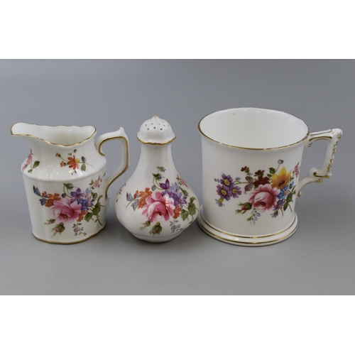 289 - Three Pieces of Royal Crown Derby Posies Including Pepper Pot, Mug and Jug