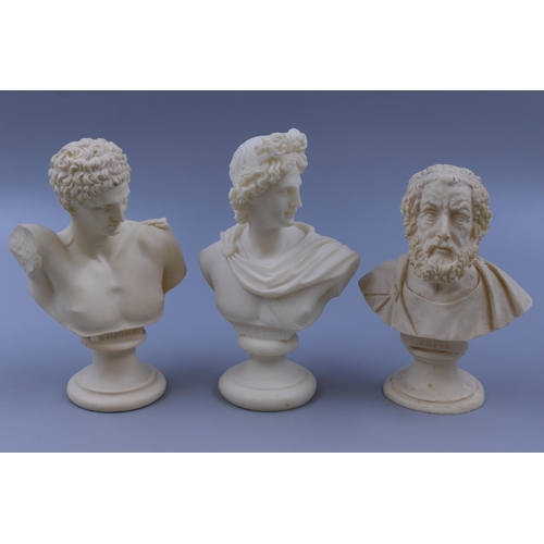 295 - Three Greek Bust to include Apollo, Epmhe and Omero