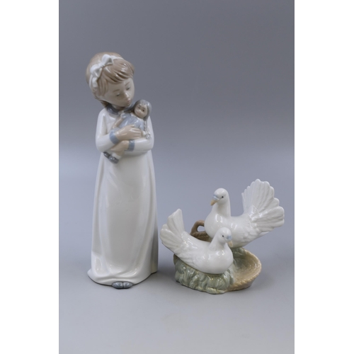 320 - Nao Girl Figure with Baby, and Spanish Dove Ornament