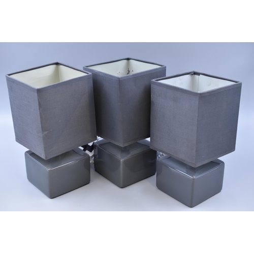 774 - A Set of Three Grey Modern Table Lamps, All Light Up When Tested