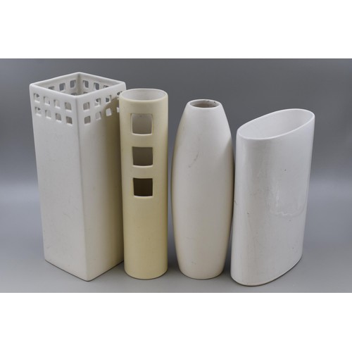 775 - Selection of 4 White Contemporary Vases (Tallest 13