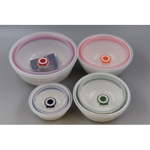 777 - Four New Microwaveable Bowls complete with Lids (Largest 8