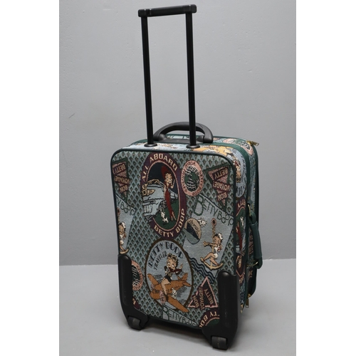 465A - Vintage Betty Boop Tapestry Suitcase on Wheels (24”)