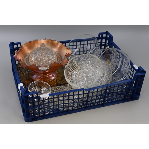 784 - Selection of Fine Quality Glass including Carnival, etched Fruit Bowls, Jug and More