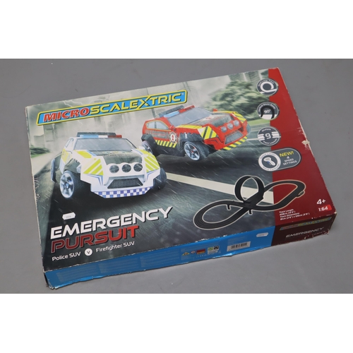 815 - MicroScalextric Emergency Pursuit with 2 Cars and Tracks in Original Box (Unchecked)