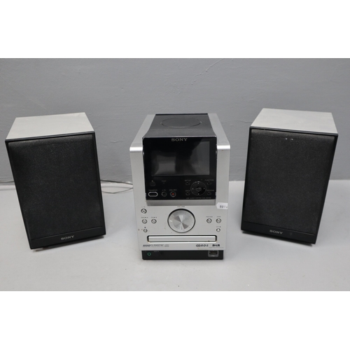 821 - SONY giga juke nas-50hde CD player, hdd network hifi audio system, DAB radio with speakers, powers o... 