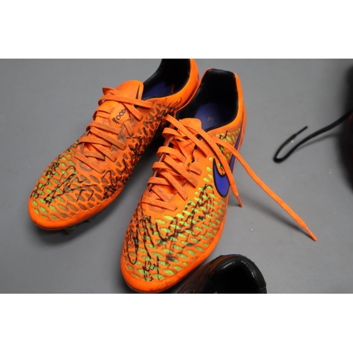 823 - A Selection of Various Football Boots, Some With Signatures (Unrecognised)