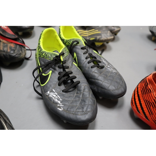 823 - A Selection of Various Football Boots, Some With Signatures (Unrecognised)