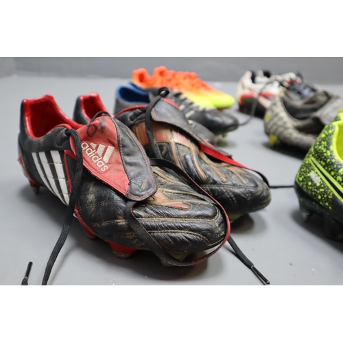 823 - A Selection of Various Football Boots, Some With Signatures (Unrecognised)