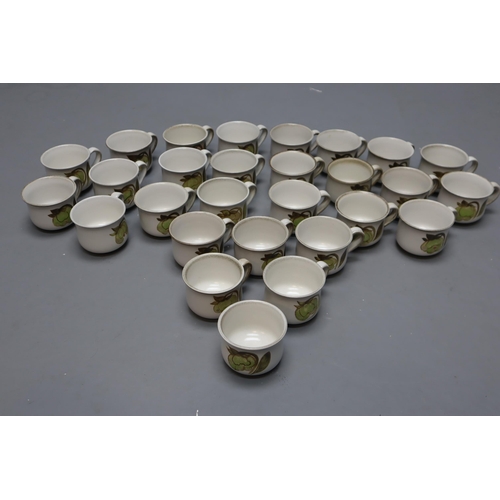 829 - Twenty-Eight Pieces of Denby Troubadour (Twenty-Seven Cups and One Sugar Bowl)