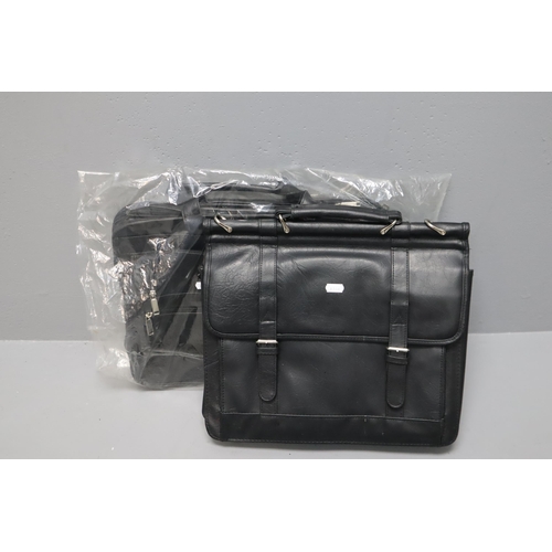 805 - Two leather attache/brief cases both measuring 15