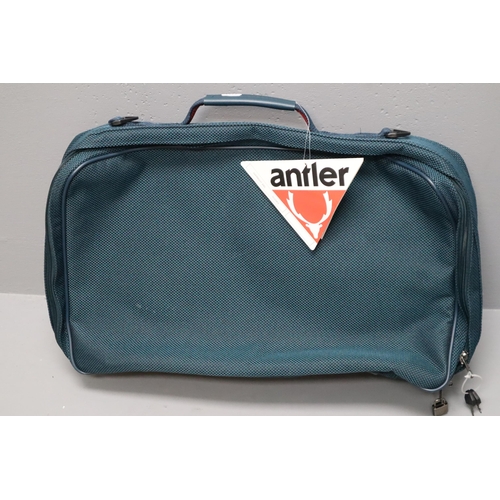 755 - Blue Antler holdall/cloths carrier new with tags, blue Antler suitcase new with tags, lock and keys ... 