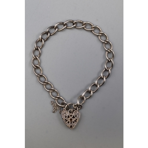 51 - A Hallmarked Sterling Silver Heart Padlock Bracelet, In Presentation Case