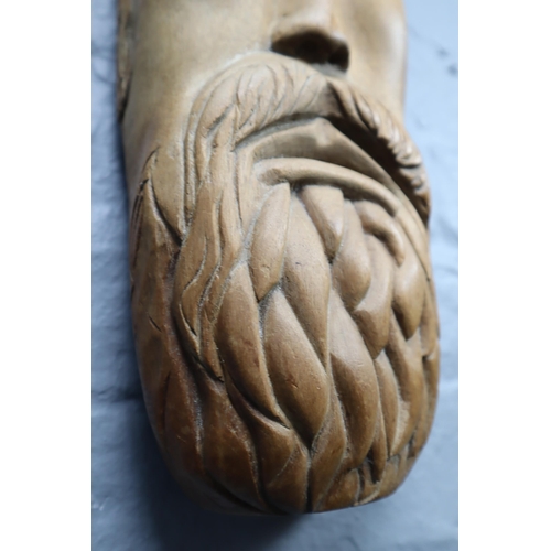 330 - A Carved Wooden Saxon Man Face, Approx 17