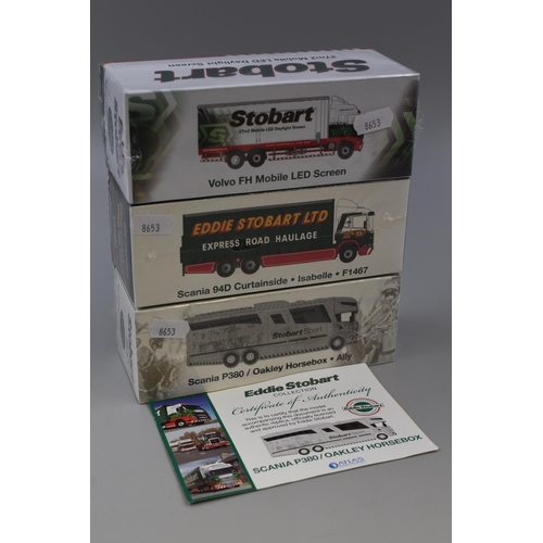 452 - Three Sealed Atlas Editions 'Eddie Stobart' Special Edition Collectors Die-Cast Models, Scale 1:76 t... 