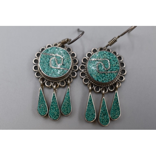 97 - A Selection of 925. Silver Jewellery To Include Pair of Malachite Stoned Earrings, Pair of Turquoise... 