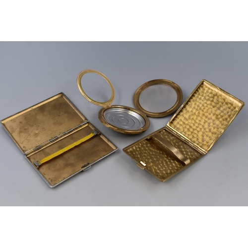 111 - Three Vintage items to include Two Cigarette Cases and a Compact to include Enamel