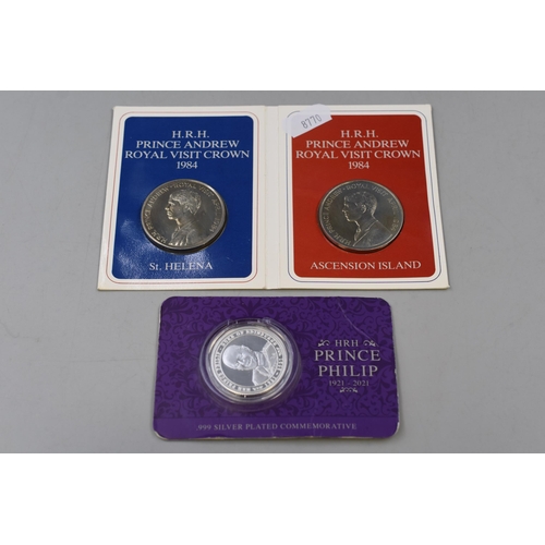 132 - 1984 Prince Andrew Commemorative Coins and Prince Philip Commemorative Coin In Blister Pack With Col... 