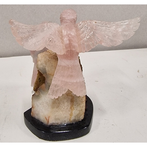 179 - Stunning Rose Quartz and Flourine Crystal Humming Birds.