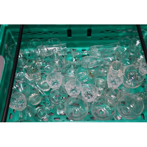 835 - A Lot Including: Large selection of 46 glasses of various sizes including wine glasses & champag... 