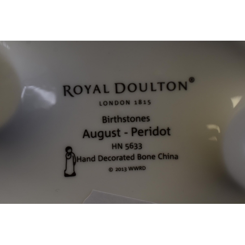 278 - Boxed Royal Doulton Hand Decorated Bone China Birthstone Statue Entitled August-Peridot 7