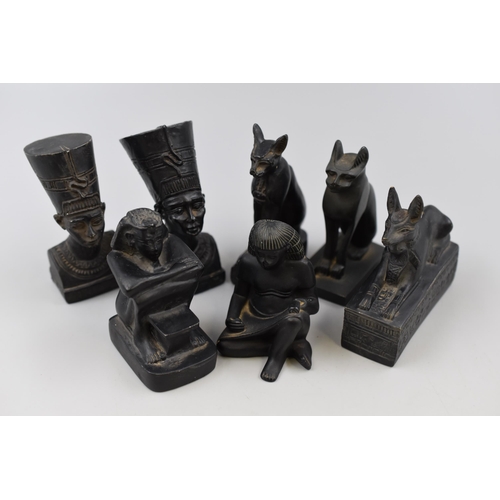 254 - Collection of Six Egyptian Pharaoh and Sphinx Statues