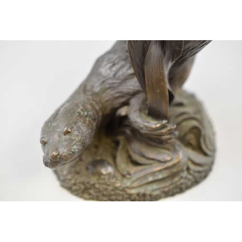 292 - A Heredites Bronzed Diving Otter Figure, Signed 'D.Hey 89'. Approx 12