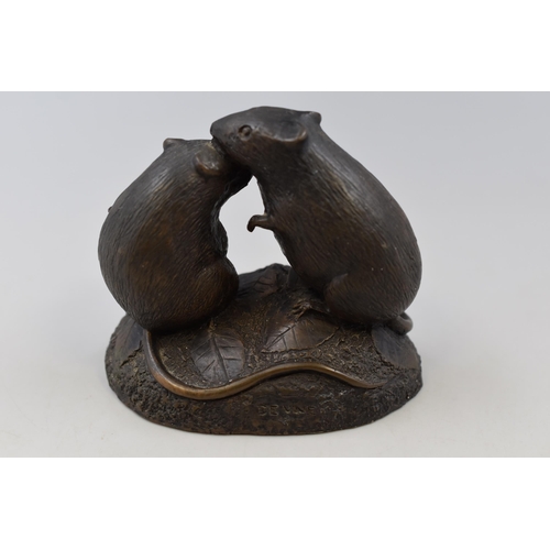 296 - A Cold Cast Bronze Field Mouse Sculpture, Marked 'Devine'. Approx 4