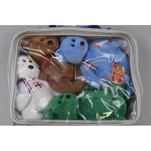 743 - Approximately 3Kg of country themed beany toys and two beany toy cases