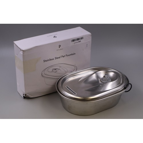 471 - Brand New Boxed Stainless Steel Pet Fountain