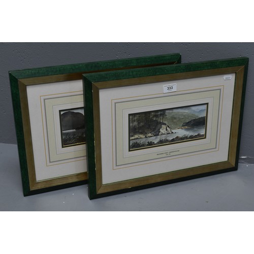 333 - Pair of Framed and Glazed Digby Page Original Signed Watercolour Paintings Depicting Friar's Crag an... 