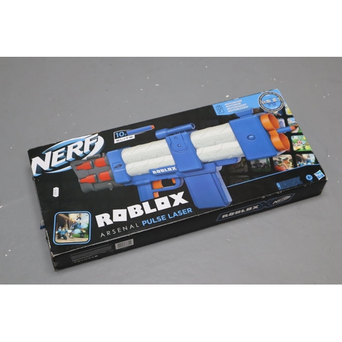 A Nerf Roblox Arsenal Pulse Laser, In Original Box. Unchecked As Sealed