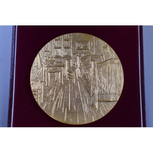 4 - Van Gogh Gold Plated Medal (6cm Dia) Displaying Vincents Bedroom in Arles (110 grams)