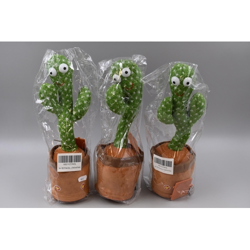 498 - Three Dancing, Singing Mimic Cactus Soft Toys, Appears New