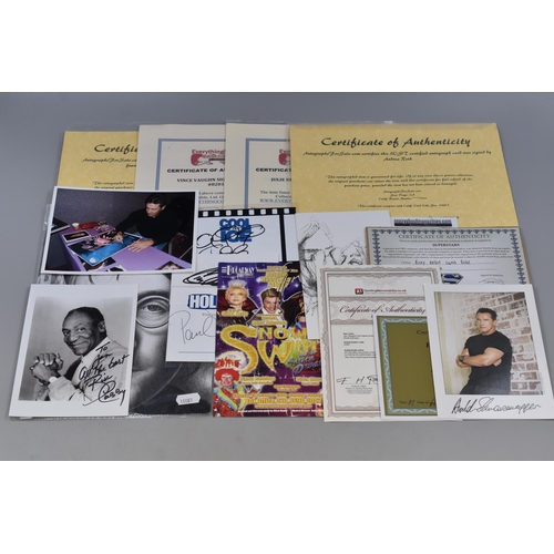 473 - Mixed Selection of autographs including Arnold Schwarzenegger, unassociated Certificates and sketche... 